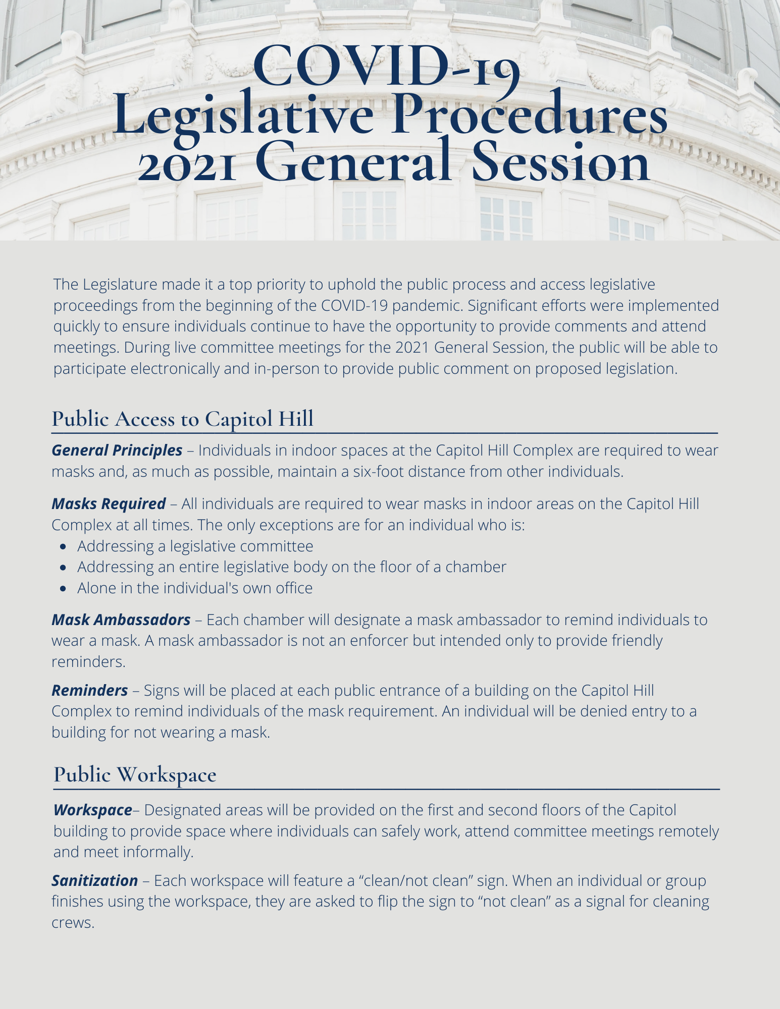 COVID-19 Legislative Procedures 2021 General Session page 1