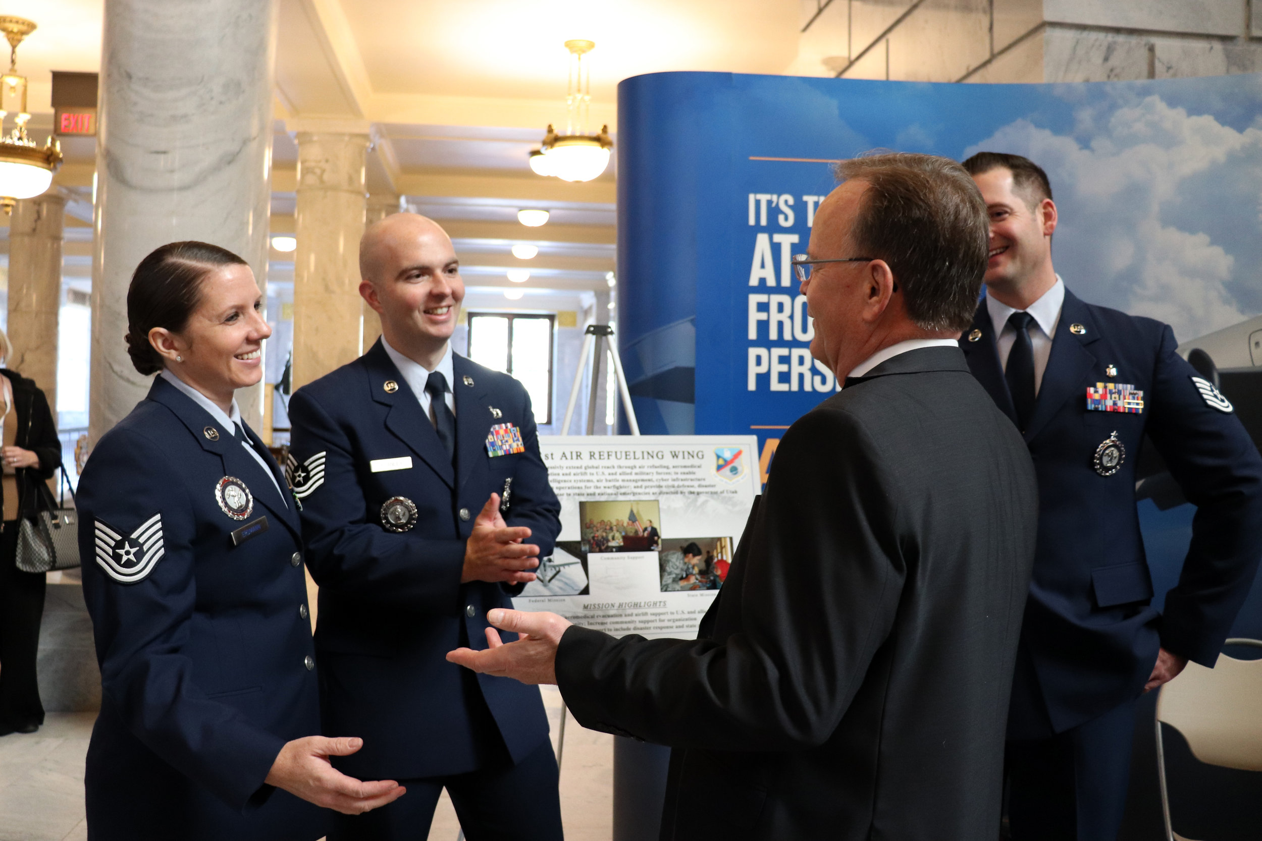 President Stuart Adams meets with members of the Utah Air National Guard.